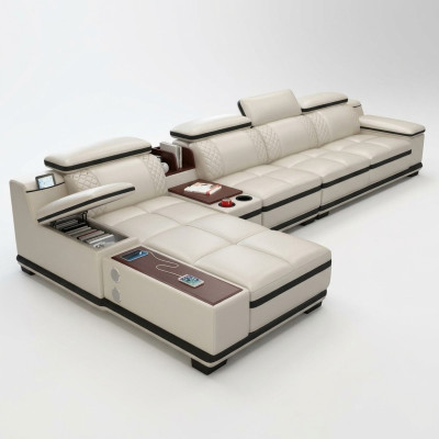 Ecksofa L-form Wohnlandschaft Eck Polstersofa Sitz Design Couch Sofas Weiß Sofa