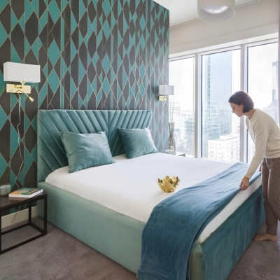 Doppel Design Bett Modernes Hotel Textil Luxus Schlaf Zimmer Betten Bettrahmen