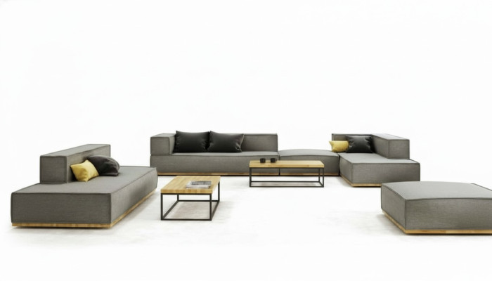 Ecksofa L-form Luxus Garnitur Sofa Stoff Sofas Polster Sitz Eck Modern Grau
