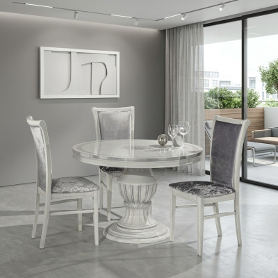 Esszimmerstuhl Stuhl Esszimmer Stühle Relax Stühl Samt Holz Grau Sitz Design