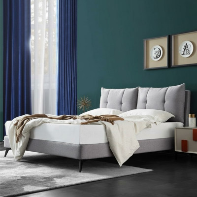 Doppel Hotel Bett Betten Beige 180x200 Schlaf Zimmer Leder Polster Design