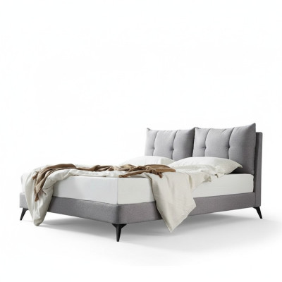 Doppel Hotel Bett Betten Beige 180x200 Schlaf Zimmer Leder Polster Design