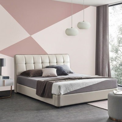 Betten Designer Doppelbett Ehebett 180x200cm Lederbett Leuchte Polsterbett