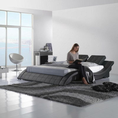 Luxus Doppel Hotel Ehe Betten Holz Schlaf Zimmer Leder Bett Polster