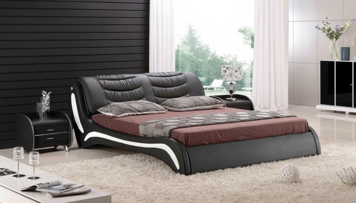 Designer Bett Schlafzimmer Betten Leder Hotel Luxus Polster Italienische