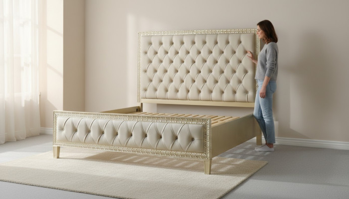 Betten Luxus Bett Hotel Royal Möbel Stoff Design Einrichtung Polsterbett Rahmen