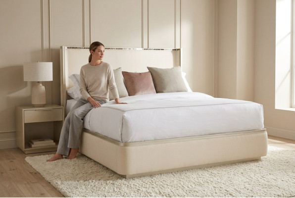 Betten 180x200 cm Textil Hotel Luxus Polster Sitz Stoff Design Bett Schlafzimmer