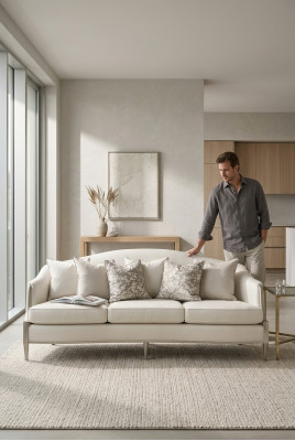 Design Sofa 3 Sitzer Wohnzimmer Stoff Couch Polster Sofas Neu Grau Textil Möbel