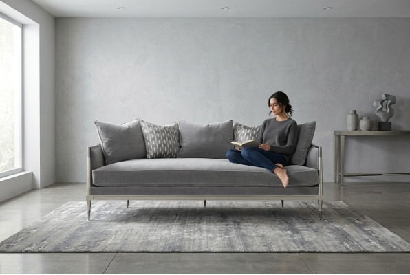 Wohnzimmer Stoff Couch Sofa 3 Sitzer Designer Couchen Couch Grau Textil Polster