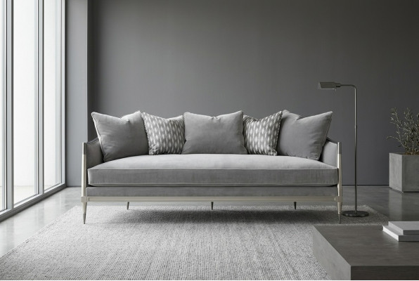 Wohnzimmer Stoff Couch Sofa 3 Sitzer Designer Couchen Couch Grau Textil Polster