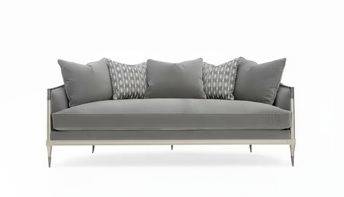 Wohnzimmer Stoff Couch Sofa 3 Sitzer Designer Couchen Couch Grau Textil Polster