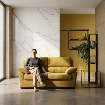 Modern Style Sofa Italien 2-er Textil Holzrahmen Wohnzimmer Couch Sofa alfitalia