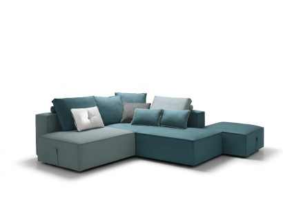 Designer Sofa Couch Ecke Hocker gepolstert Set Wohnraum L-Form Modern alfitalia