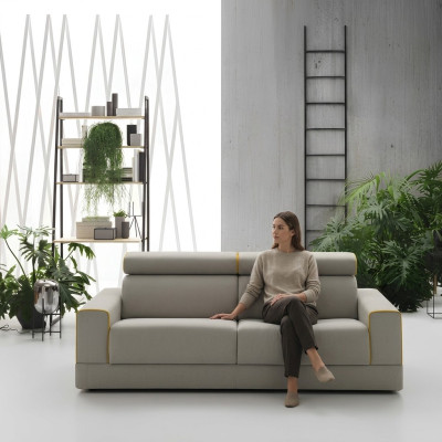 Design Grau Sofa 3 Sitzer Wohnzimmer Stoff Couch Sofa Polster Sofas alfitalia