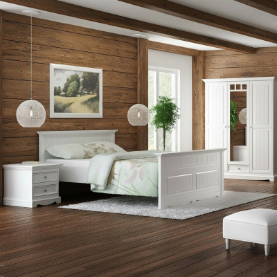 Designer Schlafzimmer Bett 2x Nachttische Kleiderschrank Set Neu 180x200cm 4tlg