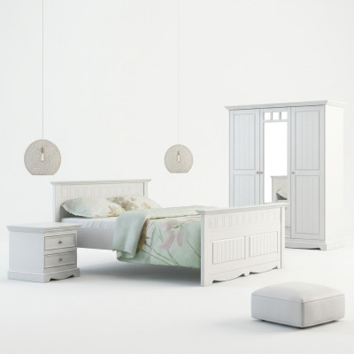 Designer Schlafzimmer Bett 2x Nachttische Kleiderschrank Set Neu 180x200cm 4tlg