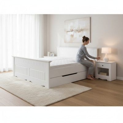 Lit Rembourrage Design Holzbetten Double Lits Blanc 180x200 Sommeil Chambre