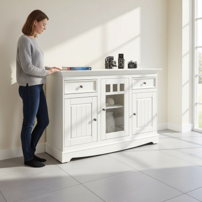 Buffet Schrank Barschrank Landhaus Luxus Italienische Holz Möbel Weiß Großes Neu