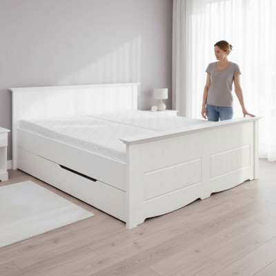 Doppelbett Bett Bettrahmen Betten Ehebett Polsterbett Holz Möbel Weiß Bauern