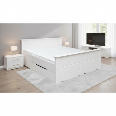 Doppelbett Bett Bettrahmen Betten Ehebett Polsterbett Holz Möbel Weiß Bauern