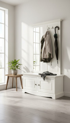 Garderoben Set Schrank Schuhschrank Schrank Komplett Set Ständer Spiegel 2tlg.