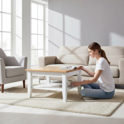 Edler Landhaus Klassischer Couchtisch Beistelltisch Sofa Wohnzimmer Tisch Holz