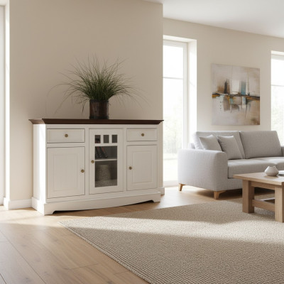 Schrank Holz Schränke Wohnzimmer Anrichte Vitrine Klassische Kommode Kommoden