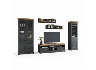 Wohnwände Set Vitrine TV Kommode Wandregale Kommoden Schrank Holz Möbel 5 tlg.