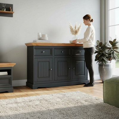 Design Kommode Holz Möbel Schrank Vitrine klassisch Schrank Buffet Bar Anrichte
