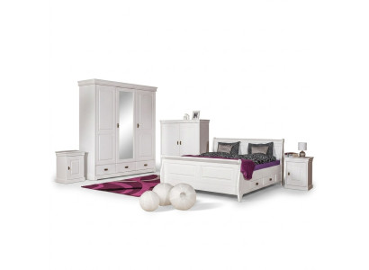Schlafzimmer Set Doppel Bett 2x Nachttisch Konsole Betten Hotel Polster 5 tlg.