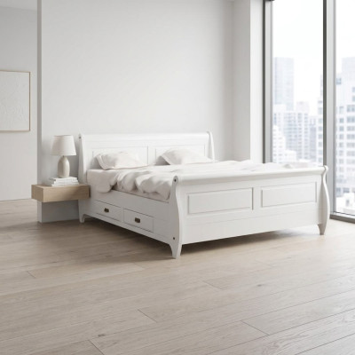 Landhaus Stil Luxus Bett Doppelbett Doppelbetten Weiß Betten Schlafzimmer