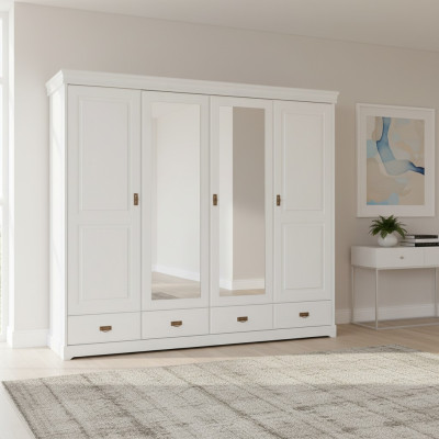 Kleiderschrank Landhaus Stil Regal Schrank Kleider Schränke Holz Möbel Weiss