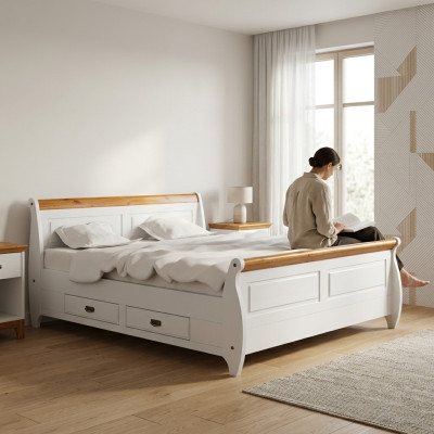 Luxus Bett Doppelbett Landhaus Stil Doppelbetten Weiß Schlafzimmer