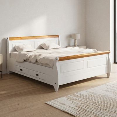 Luxus Bett Doppelbett Landhaus Stil Doppelbetten Weiß Schlafzimmer