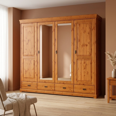 Kleiderschrank Landhaus Stil Möbel Schrank Holz Schlafzimmer Schränke Braun Neu