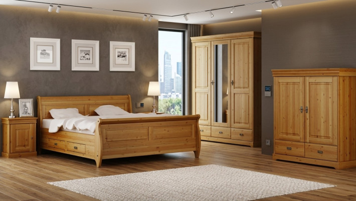 Design Schlafzimmer Garnituren Komplett Bett Kleiderschrank Nachttisch 5tlg.Set