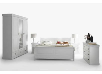 Möbel Schlafzimmer Set Design Bett 2x Nachttisch Kommode Kleiderschrank Neu 5tlg