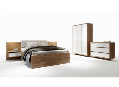 Komplettes Schlafzimmer Set Bett Nachttisch Kleiderschrank Kommode Design 5 tlg.