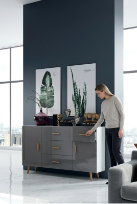 Kommoden Wohnzimmerschrank 140cm XL Low Boards Moderne Holz Kommode Sideboard