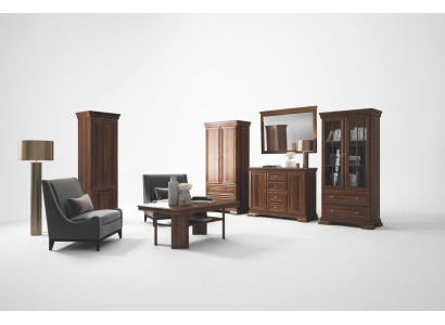 Garnitur Vitrine Kommode 4tlg. Holz Möbel Regal Wohnzimmer Wohnwand Set Gruppe