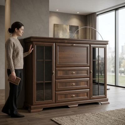 Wohnzimmerschrank 158cm XXL Low Boards Anrichte Holz Kommode Sideboard Kommoden