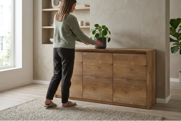 Moderne Holz Kommode Sideboard Kommoden Wohnzimmerschrank 130cm XL Low Boards