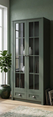 Landhaus Vitrinen Schrank Vitrine Handarbeit Wohnzimmer Schrank Holz Vitrine Neu