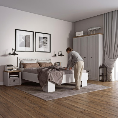 Bett Nachttisch Kleiderschrank 4tlg Schlafzimmer Set Design Artdeco Landhaus