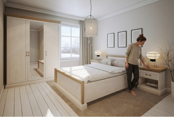 Schlafzimmer Set Design Modern Luxus Betten Bett Nachttisch Kleiderschrank 4 tlg