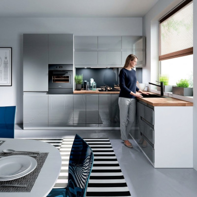 Moderne Küche L Zeile Küchen Schrank Design Möbel Maßfertigung Küchenzeile Grau