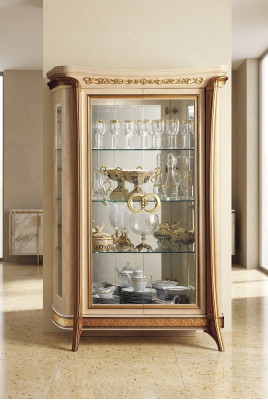 Vitrine Vitrinen Schrank Glasschrank Wohnzimmer Regal Rokoko Barock Echtes Holz
