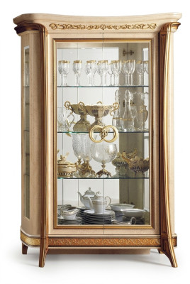 Vitrine Vitrinen Schrank Glasschrank Wohnzimmer Regal Rokoko Barock Echtes Holz