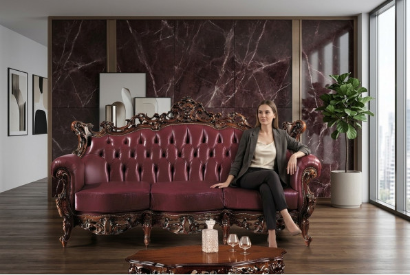 Chesterfield 3 Sitzer Couch Leder Sofa Couchen Luxus Design Italienische Möbel