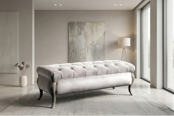 Chesterfield Design Hocker Oval Pouf Fußhocker Möbel Polsterhocker Sitzhocker